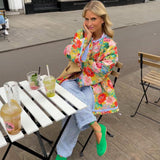 Trendiger Damenblazer mit Print - Eva – Blumen