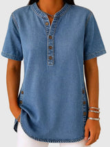 Julina – Jeansbluse Mit Lockerer Passform – Blau