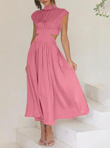 Damen Kleid | maxi Länge mit offenen Seitenpartien – Rosa