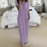 Daphne™ Maxikleid mit weitem Ausschnitt und Seitentaschen – Lila