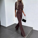 Nina™ Set mit High-Neck-Crop-Top – Bordeaux