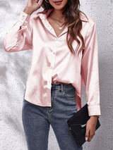 Lyvora – Elegante Satinbluse – Rosa