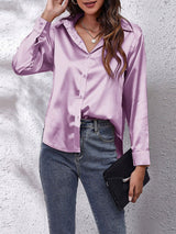 Lyvora – Elegante Satinbluse – Lila