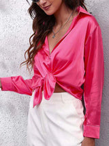 Lyvora – Elegante Satinbluse – Fuchsia