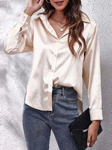 Lyvora – Elegante Satinbluse – Champagner