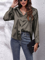 Lyvora – Elegante Satinbluse – Dunkelgrau