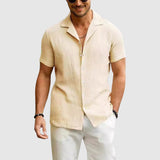 Slobodan | Herren Kurzarm Leinenhemd – Beige