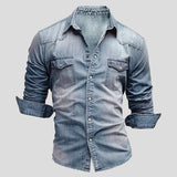 Cedric | Herren Denim-Hemd in Vintage-Optik – Hellblau
