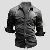 Cedric | Herren Denim-Hemd in Vintage-Optik – Schwarz