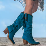 Fransige Cowboystiefel mit Boho-Charme – Blau