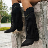 Fransige Cowboystiefel mit Rustikalem Charme – Schwarz