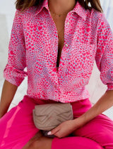 Franziska | Atmungsaktive Elegante Sommerbluse – Rosa Herz