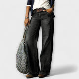Neless – Weite Jeans mit High-Waist – Dunkelgrau