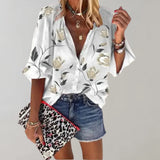 Fedressa – Vielseitige Bluse mit Blumenmuster – Weiß