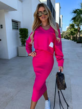Calisette – Set aus kurzem Sweatshirt und Rock aus Baumwolle – Rosa