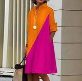 Shyla - Damen Midi‑Kleid – Orange/Rosa