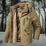 Herren Winterjacke | Lässig mit Kapuze und Taschen – Khaki