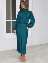 Victorian - Elegante Partykleider mit langen Ärmeln – Tiefblau
