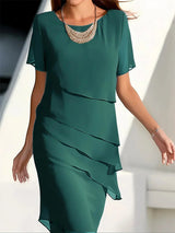 Albane – Grenzüberschreitend Chiffon Kleid – Grün
