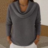 Danela – Eleganter Pullover Mit Wasserfallausschnitt – Grau