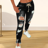Florinda | Vintage Distressed High-Waist Jeans – Schwarz