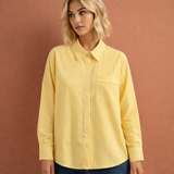 Gestreifte oversized Bluse für Damen mit klassischem Kragen und lockerer Passform | Nienke – Gelb