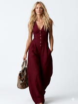 Lyrissa - Weitbeiniger Jumpsuit mit weichem Griff – Rot