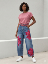 Sophia - Elegante Blumenhose – Rosa