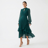 Kiana - Skulpturales Plissee-Abendkleid – Grün