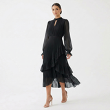 Kiana - Skulpturales Plissee-Abendkleid – Schwarz