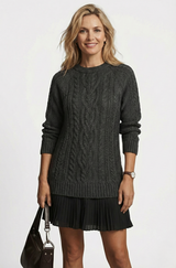 Dilin – Strickkleid Mit Zopfmuster – Schwarz