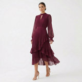 Kiana - Skulpturales Plissee-Abendkleid – Burgunder