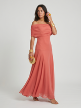 Kaida - Drapiertes Carmen-Kleid – Pink