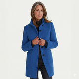Jessa - Mittellanger Mantel mit Knopfleiste – Blau