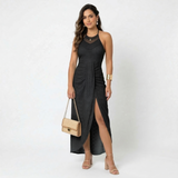 Phaedra - Fließendes Wickelkleid – Schwarz