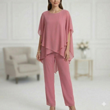 Jessenia - Set aus Lagenlook-Tunika und Hose – Hellrosa