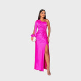 Ellivia - Weiches One-Shoulder-Abendkleid – Rosa
