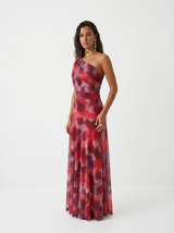 Kaida - Drapiertes Carmen-Kleid – Rot
