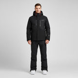 Herren Skiset | Jacke mit Kapuze Hose funktionale Winterausführung – Schwarz
