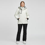 Damen Skiset | Strukturierte Jacke Hose wintertaugliche Ausführung – Weiß