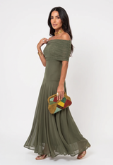 Kaida - Drapiertes Carmen-Kleid – Grün