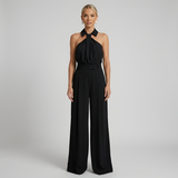 Ava | Neckholder Kragen Jumpsuit – Schwarz