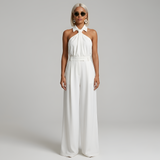 Ava | Neckholder Kragen Jumpsuit – Weiß