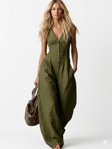 Lyrissa - Weitbeiniger Jumpsuit mit weichem Griff – Grün