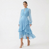Kiana - Skulpturales Plissee-Abendkleid – Hellblau