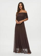 Kaida - Drapiertes Carmen-Kleid – Dunkelbraun