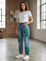 Sophia - Elegante Blumenhose – Grün