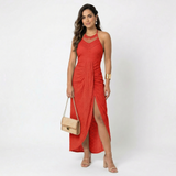 Phaedra - Fließendes Wickelkleid – Rot