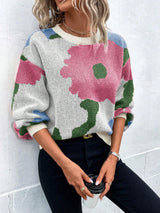 Gemusterter Damenpullover mit Modernem Schnitt – Rosa