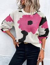 Gemusterter Damenpullover mit Modernem Schnitt – Rosenrot